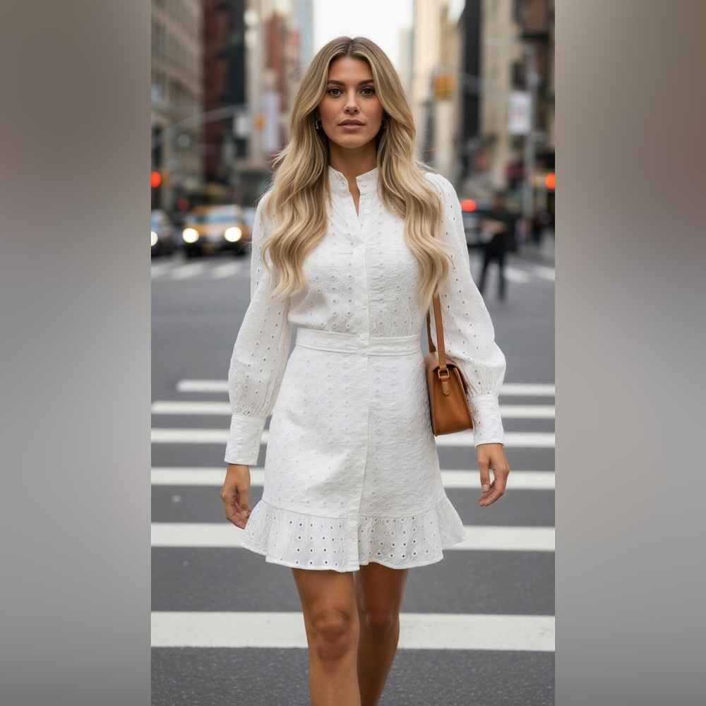 Karlie White Long Sleeve Dress